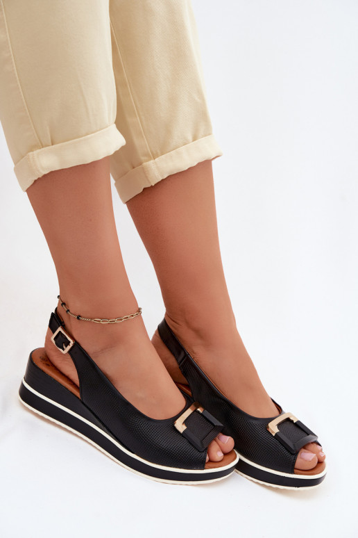 Sandales femmes noires avec plateforme et boucles Artiker 58C0086