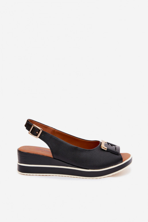 Sandales femmes noires avec plateforme et boucles Artiker 58C0086