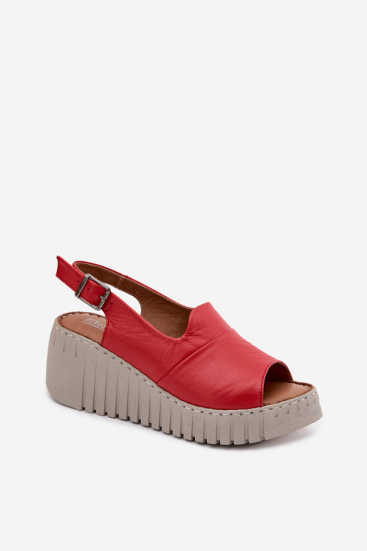 Sandales femmes rouges en cuir naturel avec plateforme Artiker 58C3373