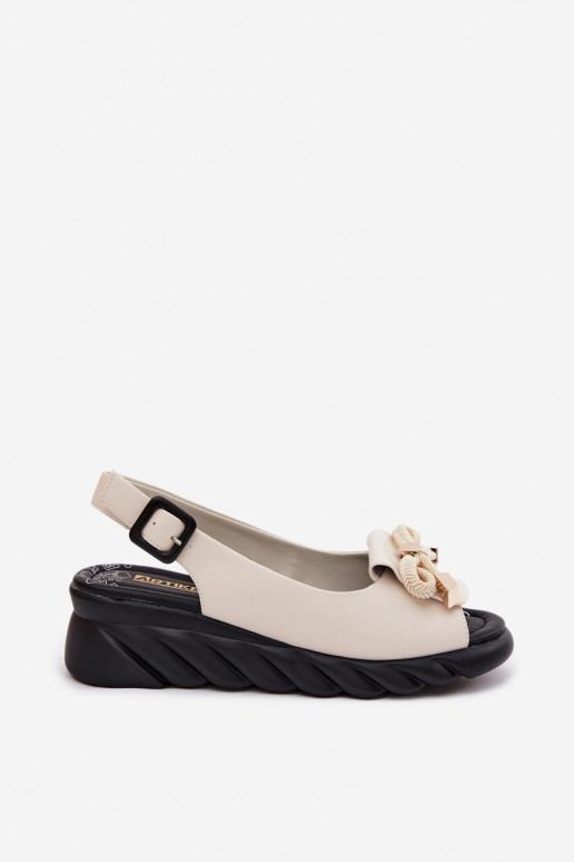 Sandales femmes beiges avec plateforme et ornements Artiker 58C0054