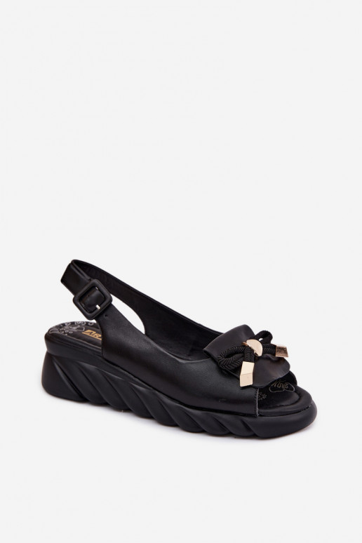 Sandales femmes noires avec plateforme et ornements Artiker 58C0055