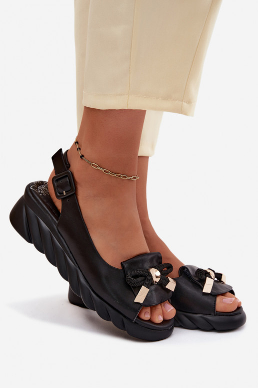 Sandales femmes noires avec plateforme et ornements Artiker 58C0055