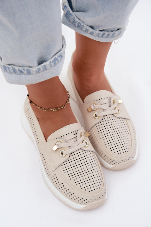 avec des éléments ajourés Un modèle convaincant chaussuresActivéturalnej Skóry Artiker 58C0478 beige