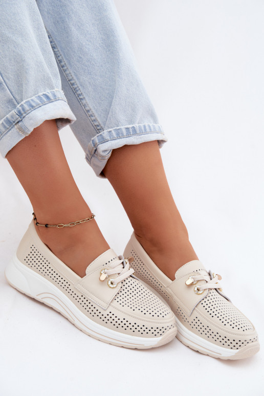 avec des éléments ajourés Un modèle convaincant chaussuresActivéturalnej Skóry Artiker 58C0478 beige