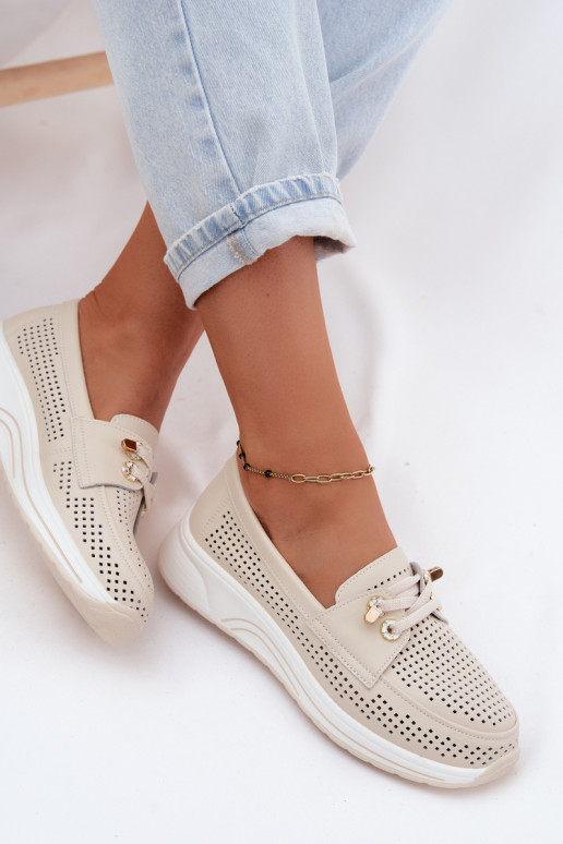 avec des éléments ajourés Un modèle convaincant chaussuresActivéturalnej Skóry Artiker 58C0478 beige