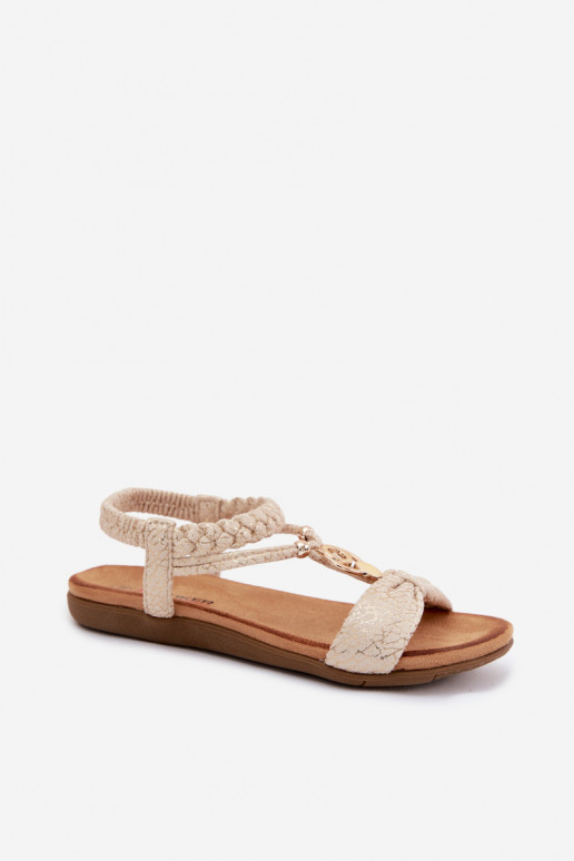 Sandales plates pour femmes Artiker 58C0628 couleur dorée