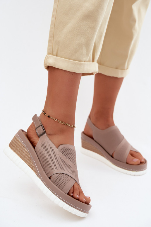 Sandales pour femmes avec une plateforme Cuir naturel Artiker 58C3146 beige
