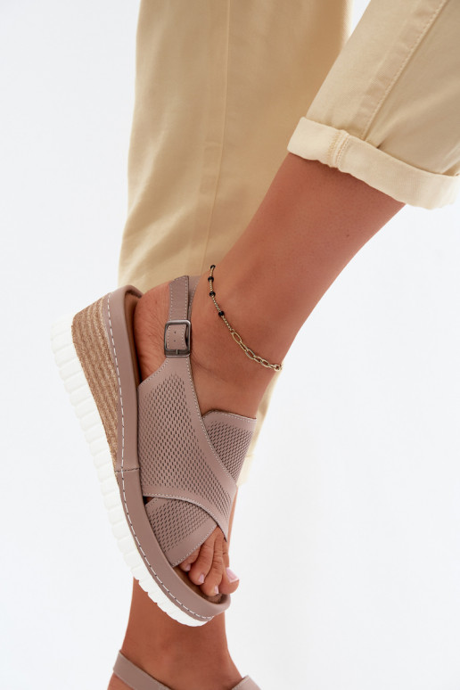 Sandales pour femmes avec une plateforme Cuir naturel Artiker 58C3146 beige