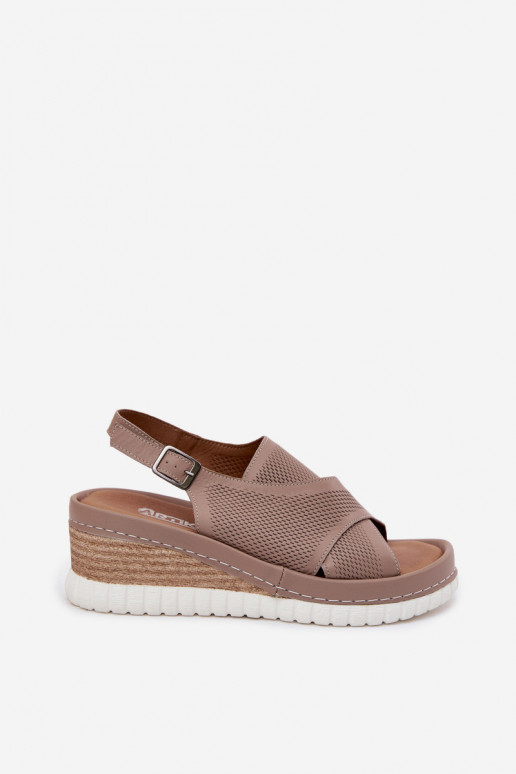 Sandales pour femmes avec une plateforme Cuir naturel Artiker 58C3146 beige
