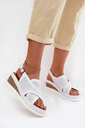 Sandales à plateforme en cuir naturel Artiker 58C3145 couleur blanche 2
