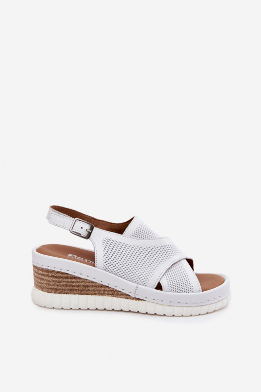 Sandales pour femmes avec une plateforme Cuir naturel Artiker 58C3145 couleur blanche