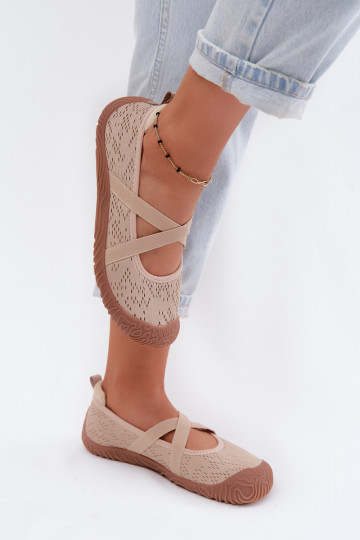 Ballerines de style sportif avec des sangles élastiques Artiker 58C1903 couleur sable