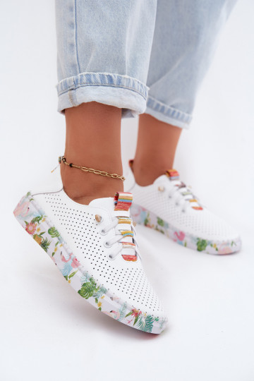 Chaussures en cuir avec plateforme à motifs Artiker 58C0597 couleur blanche