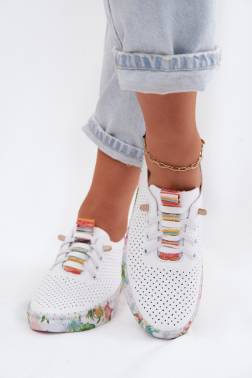 Chaussures en cuir avec plateforme à motifs Artiker 58C0597 couleur blanche 2