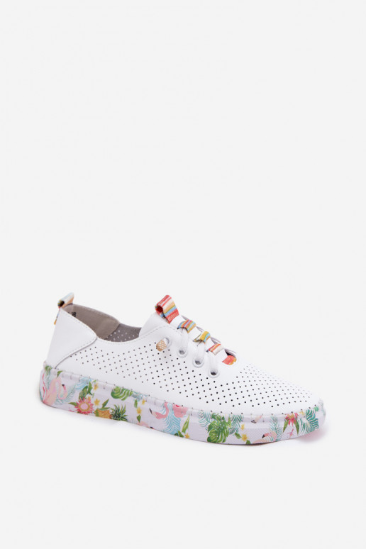 Chaussures en cuir avec plateforme à motifs Artiker 58C0597 couleur blanche