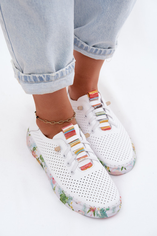 Chaussures en cuir avec plateforme à motifs Artiker 58C0597 couleur blanche
