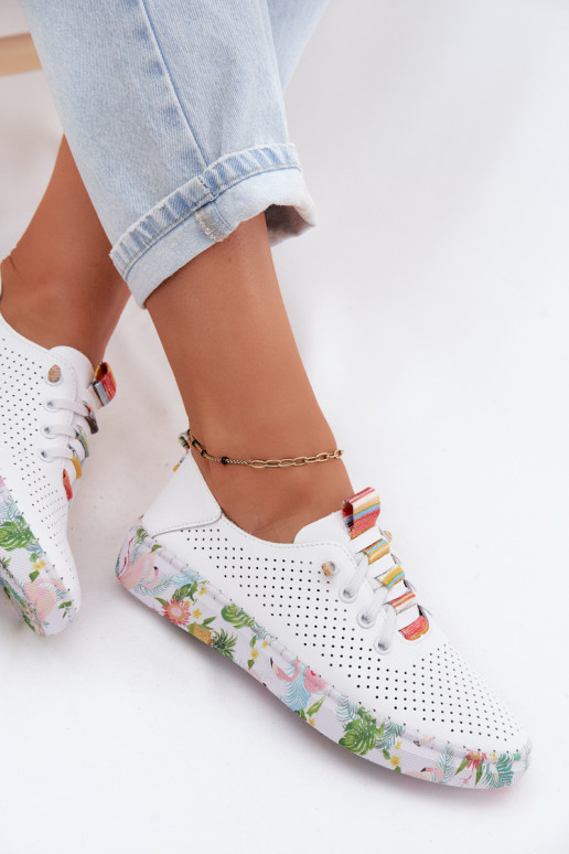 Chaussures en cuir avec plateforme à motifs Artiker 58C0597 couleur blanche