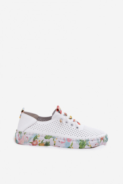 Chaussures en cuir avec plateforme à motifs Artiker 58C0597 couleur blanche