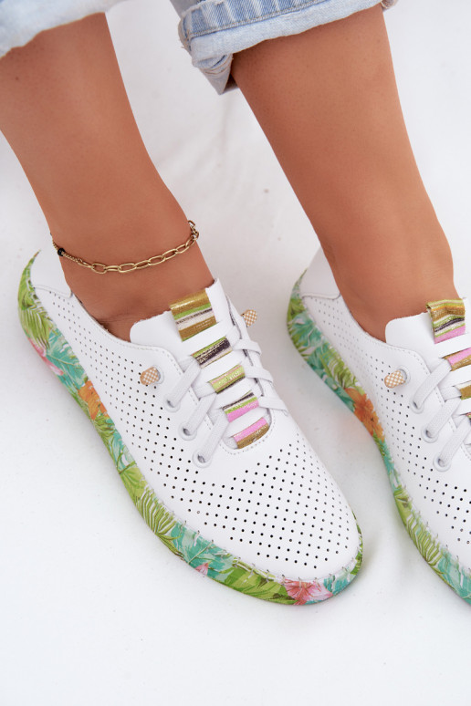 Peau chaussures Féminin Activé À motifsj Platformie Artiker 58C0441 Blanc-couleur verte