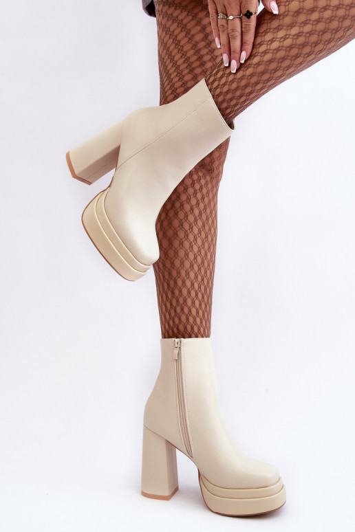 Bottines ivoire à plateforme Sandstra