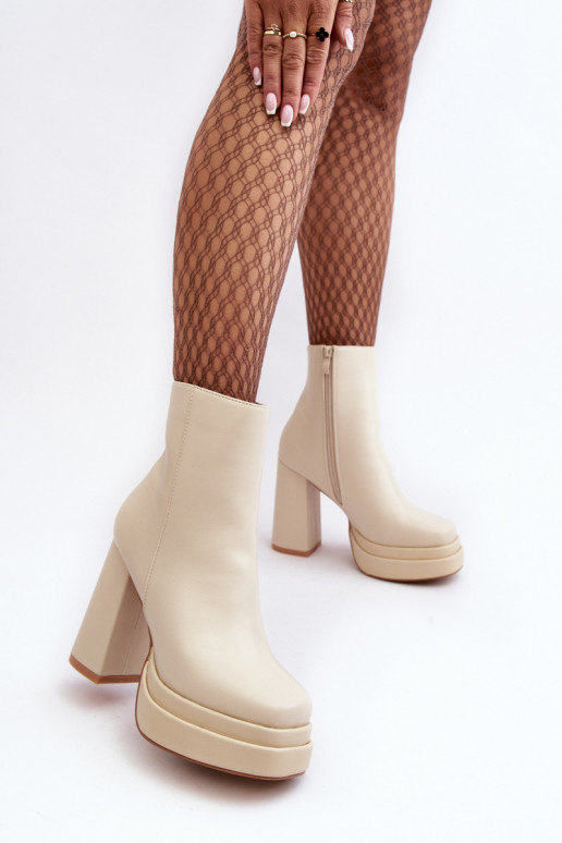 Bottines ivoire à plateforme Sandstra