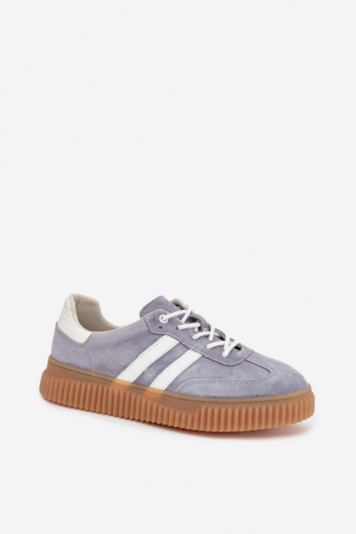 en daim Chaussures modèle baskets Féminin avec une plateforme couleur bleue Il fautrisae