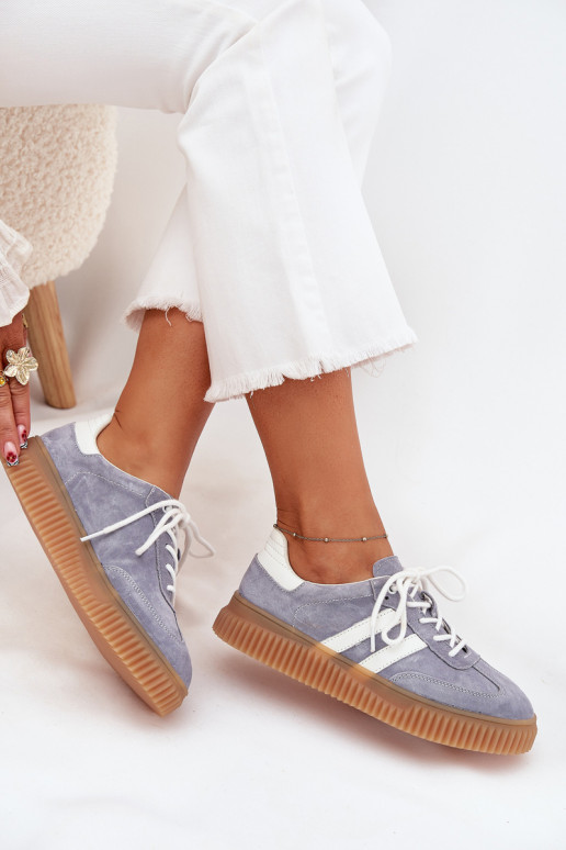 en daim Chaussures modèle baskets Féminin avec une plateforme couleur bleue Il fautrisae