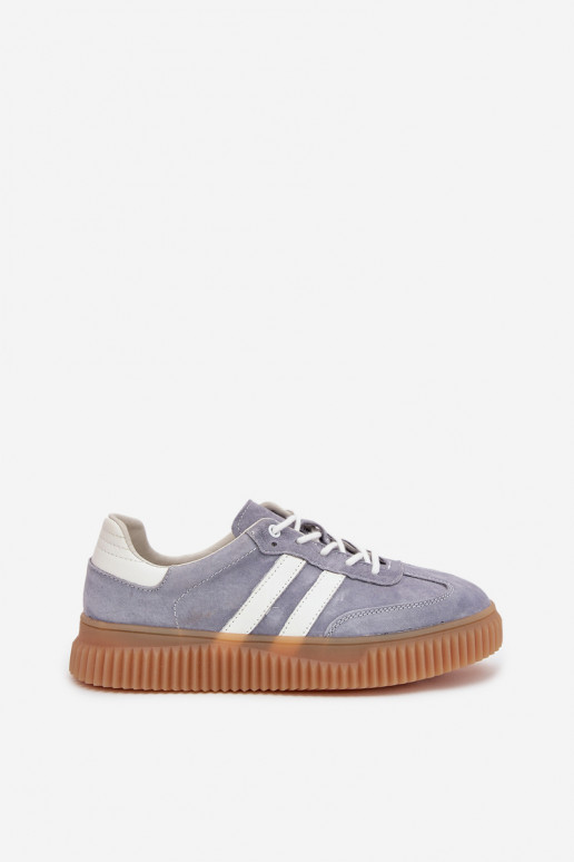 en daim Chaussures modèle baskets Féminin avec une plateforme couleur bleue Il fautrisae