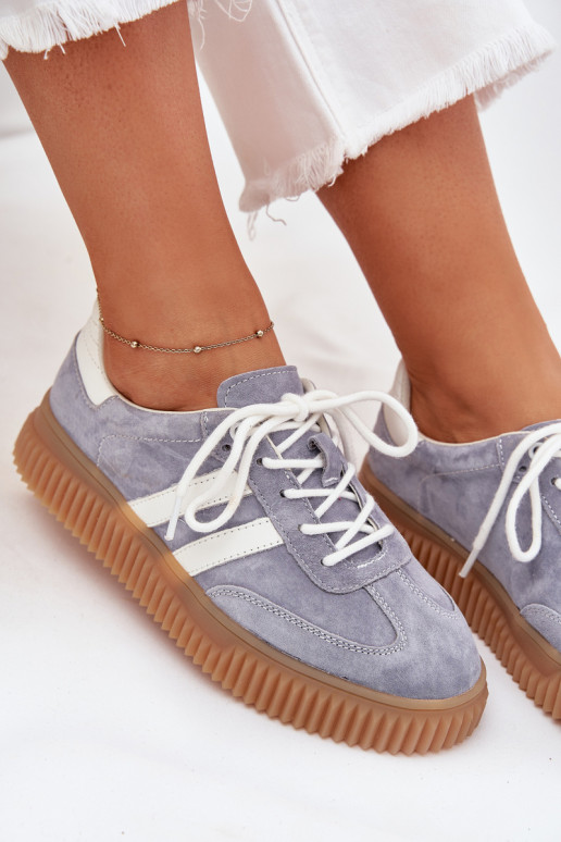 en daim Chaussures modèle baskets Féminin avec une plateforme couleur bleue Il fautrisae