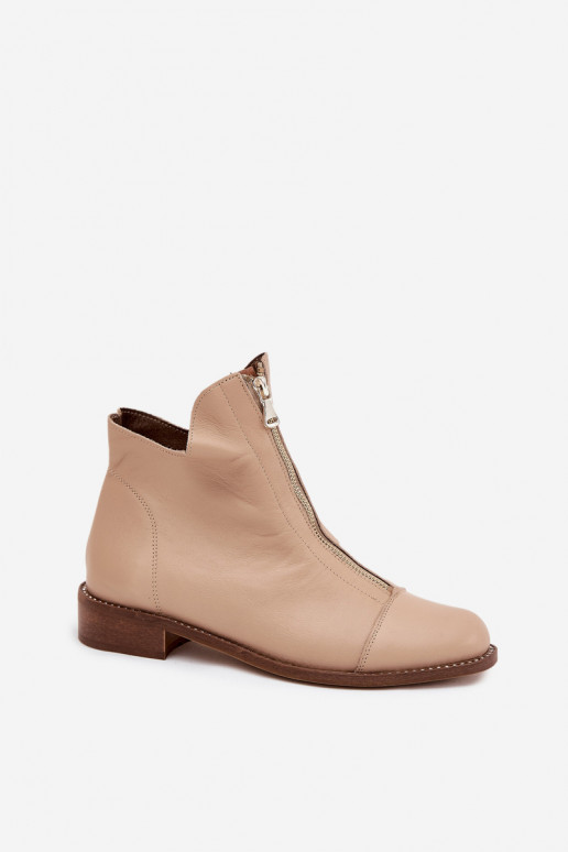 Bottines en cuir sable avec fermetures éclair Zazoo 2785/079