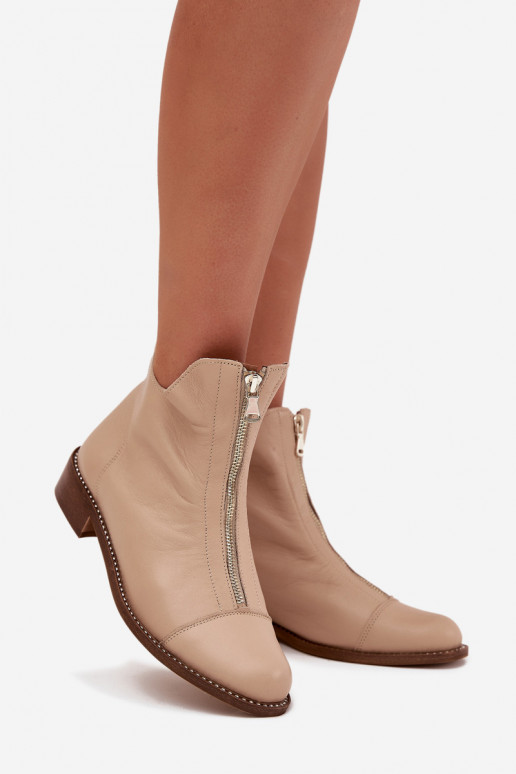 Bottines en cuir sable avec fermetures éclair Zazoo 2785/079