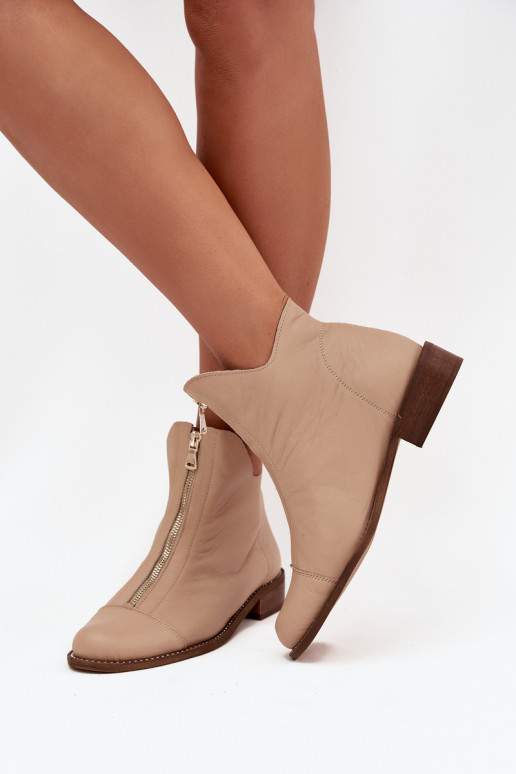 Bottines en cuir sable avec fermetures éclair Zazoo 2785/079
