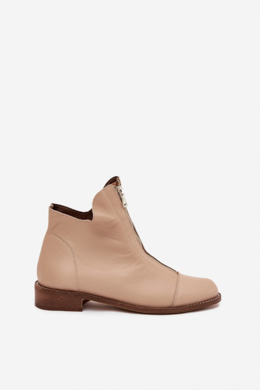 Bottines en cuir sable avec fermetures éclair Zazoo 2785/079