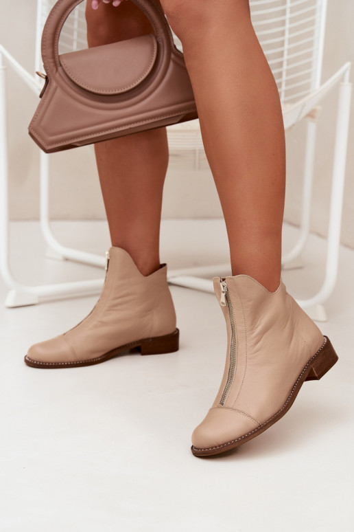 Peau Bottes avec fermetures éclair Zazoo 2785/079 beige
