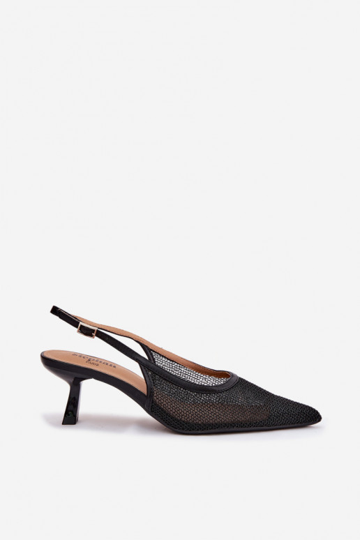 Sandales en maille noires sur un talon fin Calora