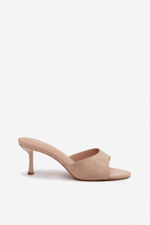 Chaussons en daim synthétique sable avec talons fins Melissea