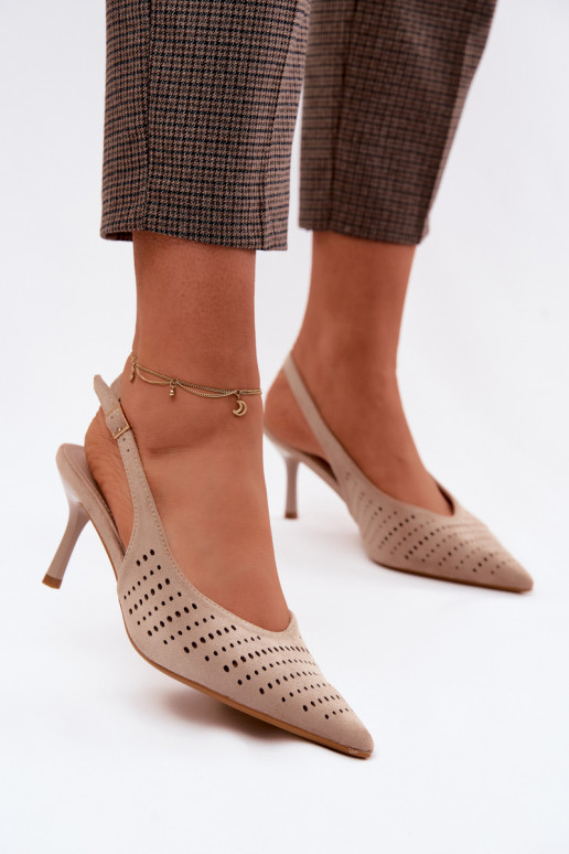 Sandales en faux daim sable à talons fins Torielle