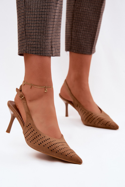 Sandales en faux daim marron à talons fins Torielle