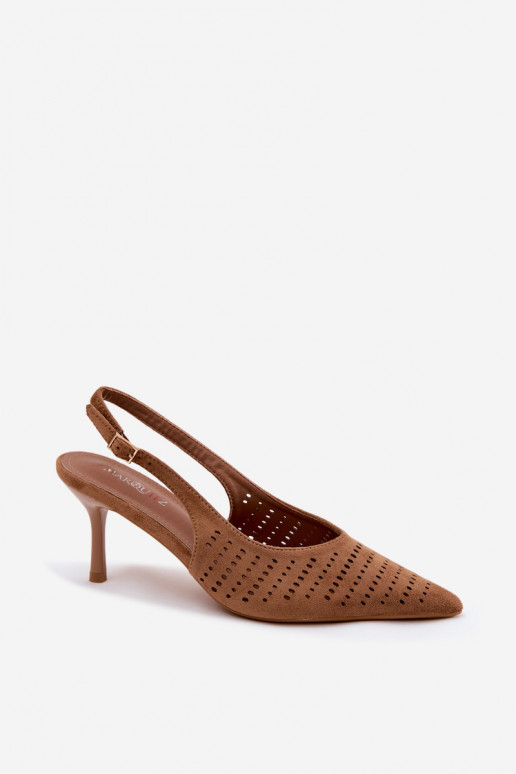 Sandales en faux daim marron à talons fins Torielle