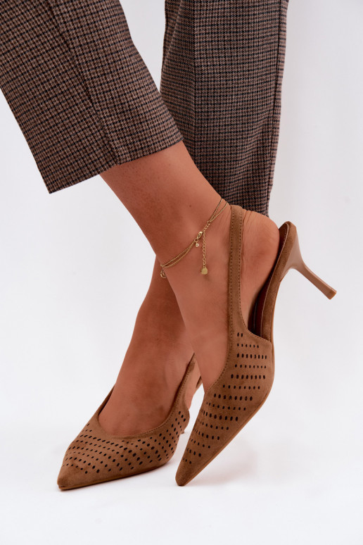 Sandales en faux daim marron à talons fins Torielle