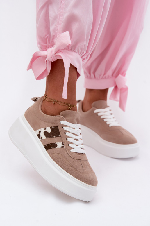 Baskets à plateforme en daim synthétique beige Averin