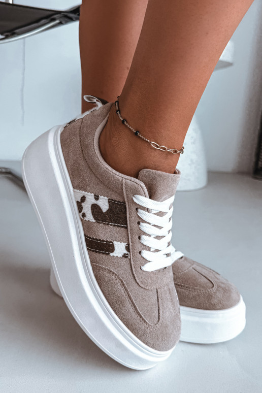 Baskets à plateforme en daim synthétique beige Averin