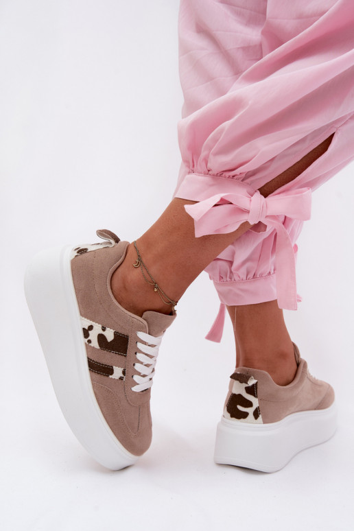 Baskets à plateforme en daim synthétique beige Averin