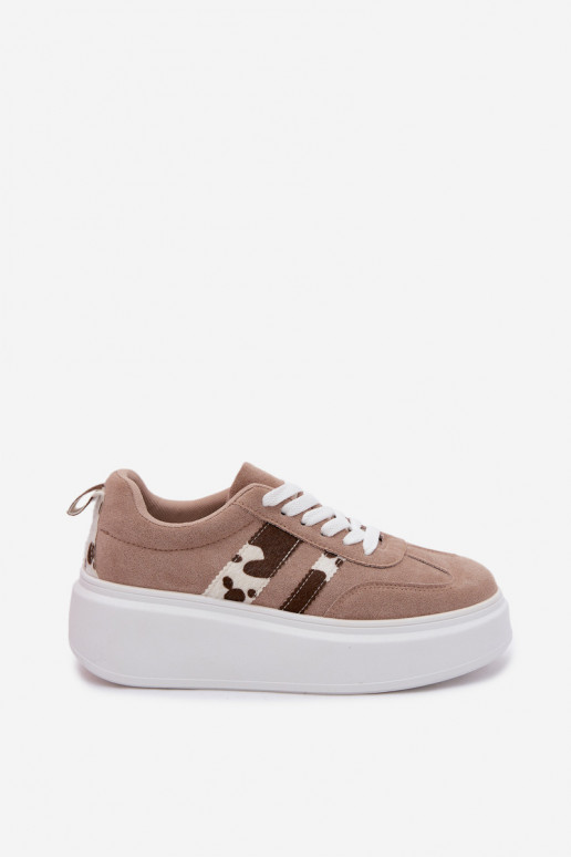 Baskets à plateforme en daim synthétique beige Averin