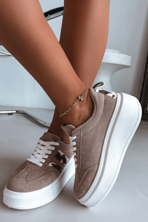 Baskets à plateforme en daim synthétique beige Averin
