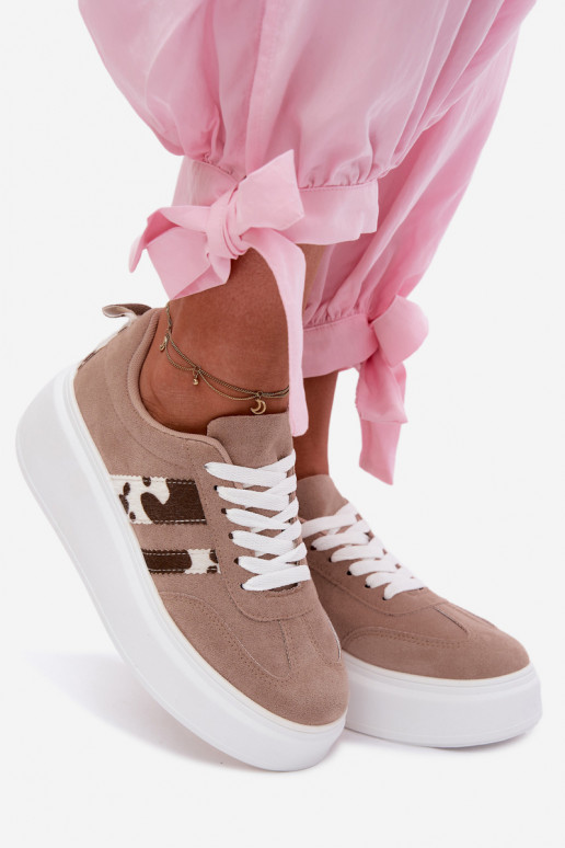 Baskets à plateforme en daim synthétique beige Averin