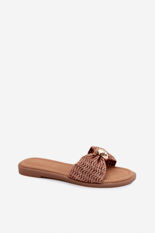 Chaussons bruns avec détails dorés Goldie