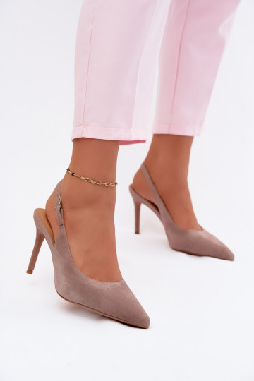 Sandales pour femmes à talons fins en faux daim sable Kandy
