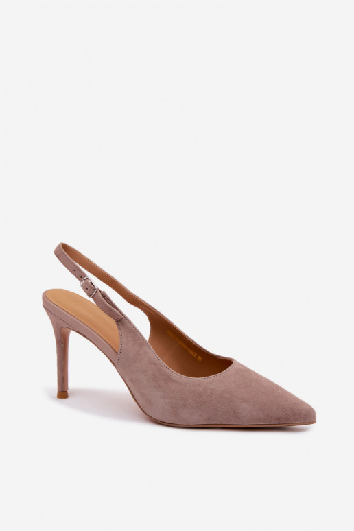 Sandales pour femmes à talons fins en faux daim sable Kandy