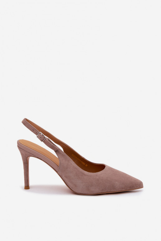 Sandales pour femmes à talons fins en faux daim sable Kandy